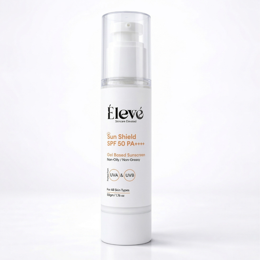 Eleve Sunshield SPF 50 PA ++++ gel sunscreen.Suitable for all skin types. All new modern UV filters