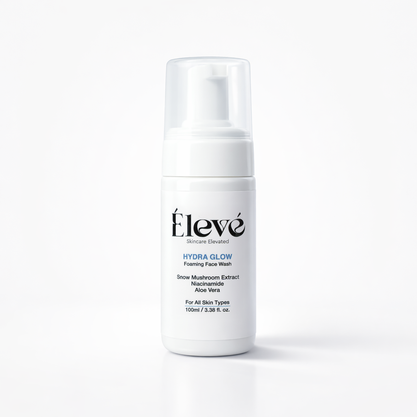 Eleve Hydra Glow Foaming Face Wash with snow mushroom extract, niacinamide, and aloe vera for all skin types